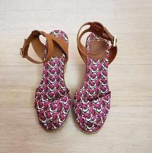 Tory Burch Lily pad Pink Wedge Sandals